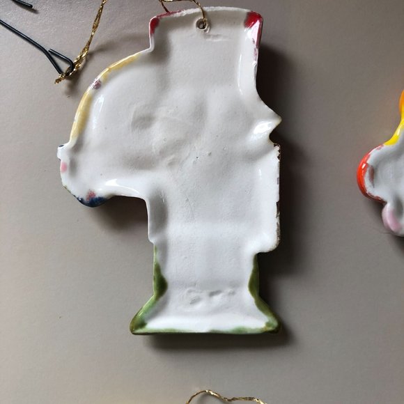Christmas Tree Ceramic Ornaments Vintage Handpainted Angel Bear Nutcracker Decor - Picture 9 of 12